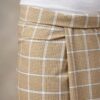 Men's Classic Polyester Lungi - Beige with White Grid Check (2.25 Meters) - D.no. 48