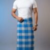 Men's Serene Polyester Lungi - Blue & Grey Check (2.25 Meters) - D.no. 51