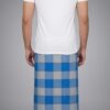 Men's Serene Polyester Lungi - Blue & Grey Check (2.25 Meters) - D.no. 51