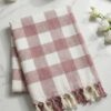 WhatsApp Image 2025-12-02 at 7.02.02 PM (1) Soft Pink & White Gingham Checkered Cotton Towel | Premium Bath Gamcha with Tassels