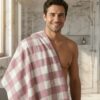 WhatsApp Image 2025-12-02 at 7.02.02 PM (2) Soft Pink & White Gingham Checkered Cotton Towel | Premium Bath Gamcha with Tassels