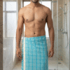 Cool Aqua & White Checkered Cotton Towel | Soft & Lightweight Bath Gamcha