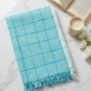 Cool Aqua & White Checkered Cotton Towel | Soft & Lightweight Bath Gamcha