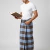 Men's Classic Polyester Lungi - Brown & Light Blue Check (2.25 Meters) - D.no. 52