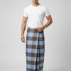 Men's Classic Polyester Lungi - Brown & Light Blue Check (2.25 Meters) - D.no. 52