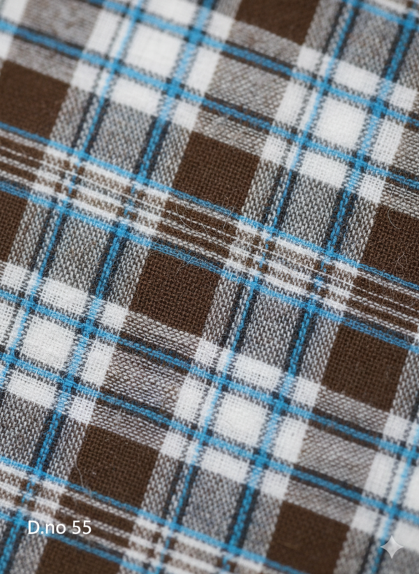 Generated Image December 29, 2025 - 2_33AM Men's Refined Polyester Lungi - Brown, Grey & Blue Check (2.25 Meters) - D.no. 55