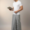 Men's Textured Polyester Lungi - Black & White Micro-Check (2.25 Meters) - D.no. 57