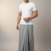 Men's Textured Polyester Lungi - Black & White Micro-Check (2.25 Meters) - D.no. 57
