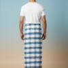 Men's Fresh Polyester Lungi - White & Blue Check (2.25 Meters) - D.no. 58