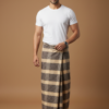 Men's Earthy Polyester Lungi - Brown & Beige Check (2.25 Meters) - D.no. 60