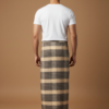 Men's Earthy Polyester Lungi - Brown & Beige Check (2.25 Meters) - D.no. 60