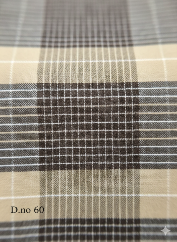 Men's Earthy Polyester Lungi - Brown & Beige Check (2.25 Meters) - D.no. 60