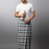 Men's Professional Polyester Lungi - Grey with Blue Accents (2.25 Meters) - D.no. 62