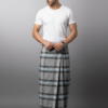 Men's Professional Polyester Lungi - Grey with Blue Accents (2.25 Meters) - D.no. 62