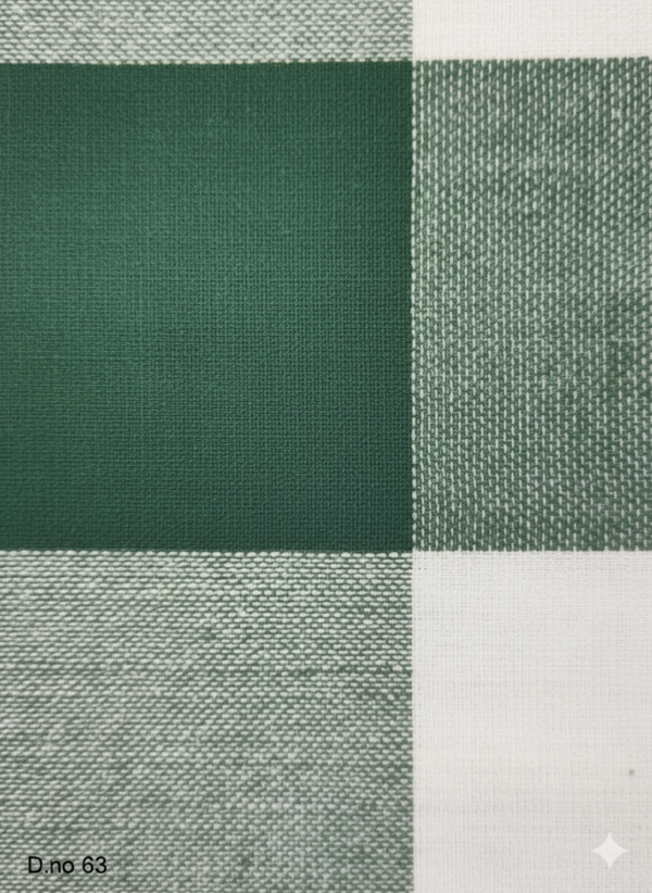 Men's Natural Polyester Lungi - Forest Green & White Check (2.25 Meters) - D.no. 63