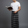 Men's Bold Polyester Lungi - Black with White Grid Check (2.25 Meters) - D.no. 64