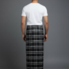 Men's Bold Polyester Lungi - Black with White Grid Check (2.25 Meters) - D.no. 64