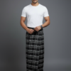 Men's Bold Polyester Lungi - Black with White Grid Check (2.25 Meters) - D.no. 64