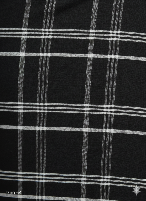 Men's Bold Polyester Lungi - Black with White Grid Check (2.25 Meters) - D.no. 64
