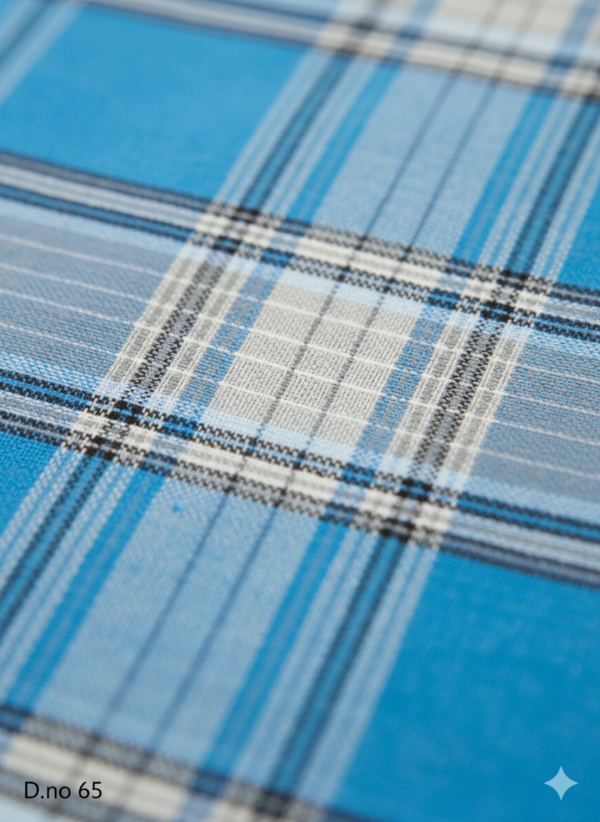 Men's Breezy Polyester Lungi - Sky Blue & Grey Check (2.25 Meters) - D.no. 65