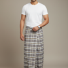 Men's Classic Polyester Lungi - Grey & Beige Check (2.25 Meters) - D.no. 66