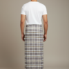 Men's Classic Polyester Lungi - Grey & Beige Check (2.25 Meters) - D.no. 66