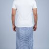 Men's Breezy Polyester Lungi - White with Blue & Grey Check (2.25 Meters) - D.no. 59
