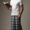Men's Classic Polyester Lungi - Black & Grey Check (2.25 Meters) - D.no. 53