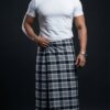 Men's Classic Polyester Lungi - Black & Grey Check (2.25 Meters) - D.no. 53