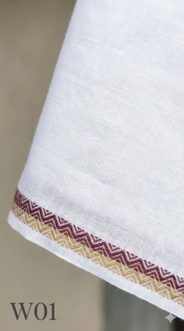 Men's Premium Cotton Lungi - Solid White with Elegant Border (2.25 Meters) - W01