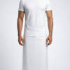 Men's Premium Cotton Lungi - Solid White with Minimalist Border (2.25 Meters) - W03