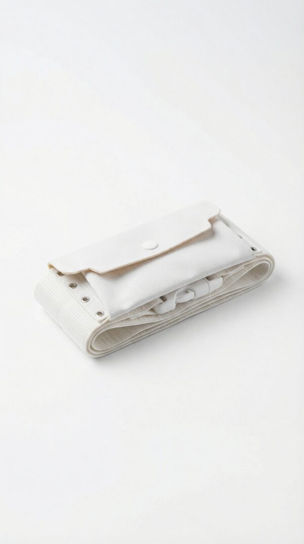 Clean_studio_shot_2k_202602071640 Munshi Lungi Premium Ihram Belt with Dual Pockets – Secure & Adjustable for Hajj & Umrah