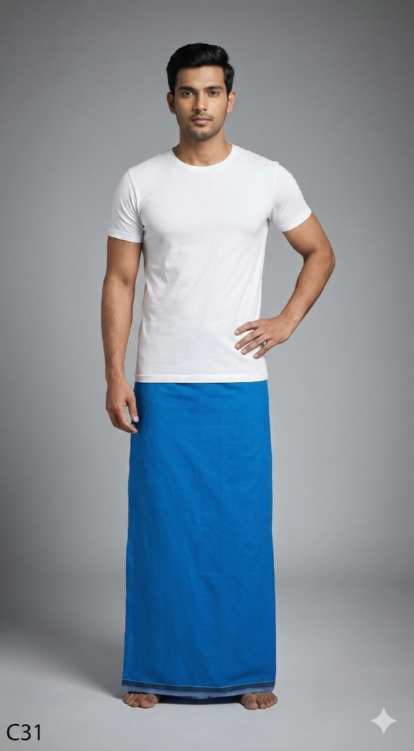 Men's Premium Cotton Lungi - Solid Beige / Cream (2.25 Meters) - C31