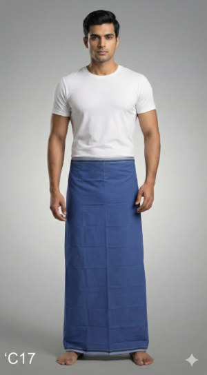 Gemini_Generated_Image_7x4ury7x4ury7x4u Men's Premium Cotton Lungi - Solid Navy Blue (2.25 Meters) - C17