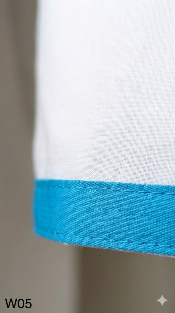 Men's Premium Cotton Lungi - Solid White with Sky Blue Border (2.25 Meters) - W05