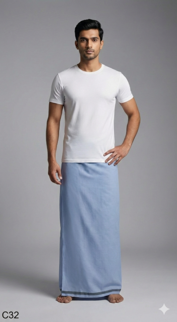 Gemini_Generated_Image_gk54tlgk54tlgk54 Men's Premium Cotton Lungi - Solid Silver Grey (2.25 Meters) - C32