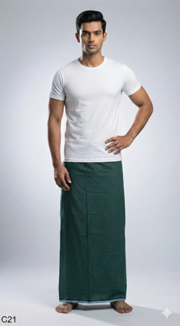 Men's Premium Cotton Lungi - Solid Charcoal Grey (2.25 Meters) - C23