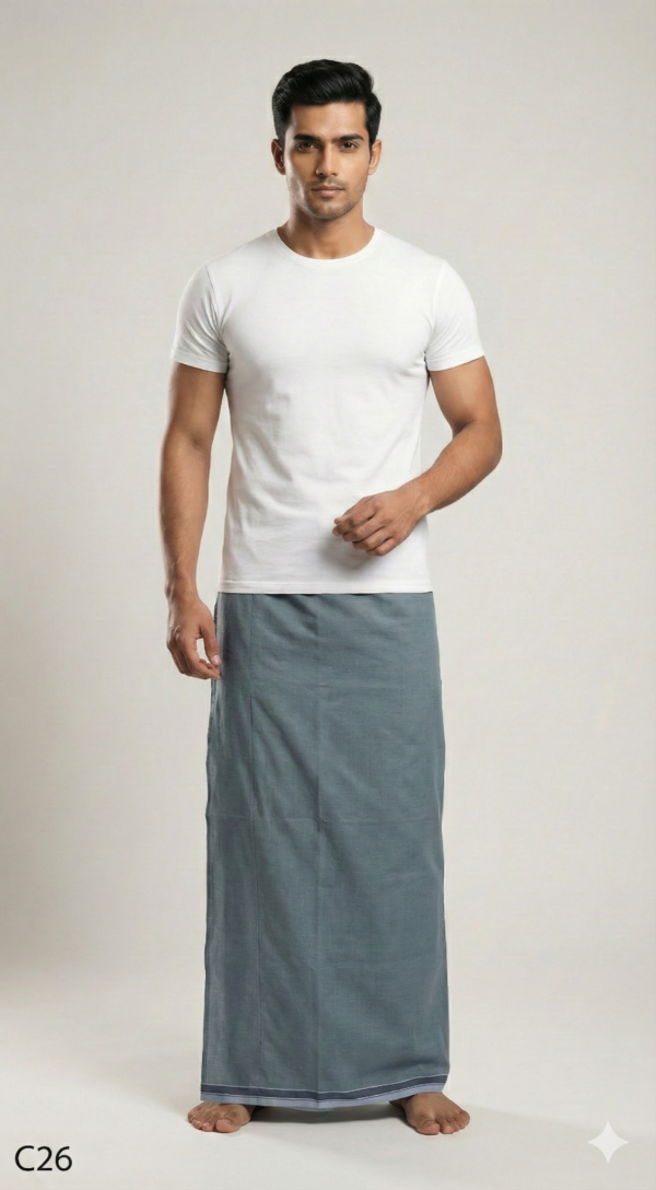 Men's Premium Cotton Lungi - Solid Mustard Yellow (2.25 Meters) - C27