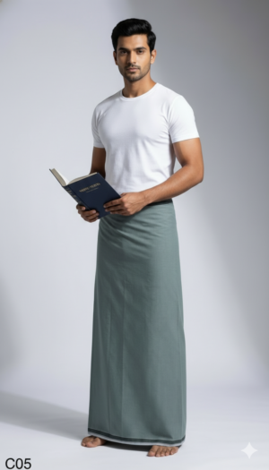 Men's Premium Cotton Lungi - Solid Saffron Orange (2.25 Meters) - C05