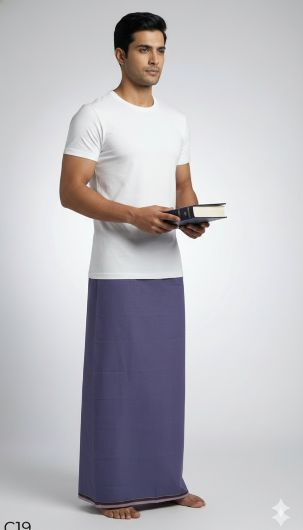 Men's Premium Cotton Lungi - Solid Classic Purple (2.25 Meters) - C19