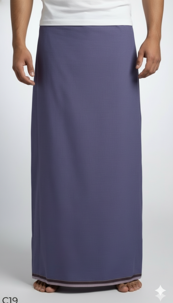 Men's Premium Cotton Lungi - Solid Classic Purple (2.25 Meters) - C19