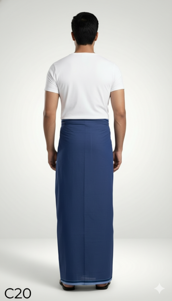 Men's Premium Cotton Lungi - Solid Indigo Blue (2.25 Meters) - C20