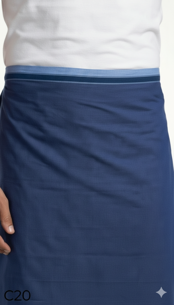 Men's Premium Cotton Lungi - Solid Indigo Blue (2.25 Meters) - C20