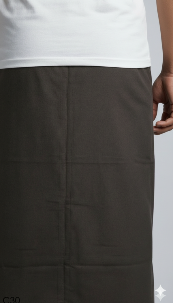 Men's Premium Cotton Lungi - Solid Dark Slate Brown (2.25 Meters) - C30