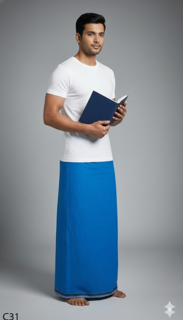 Men's Premium Cotton Lungi - Solid Beige / Cream (2.25 Meters) - C31