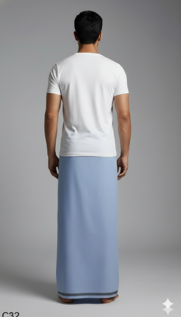 Generated Image February 05, 2026 - 10_39PM Men's Premium Cotton Lungi - Solid Silver Grey (2.25 Meters) - C32