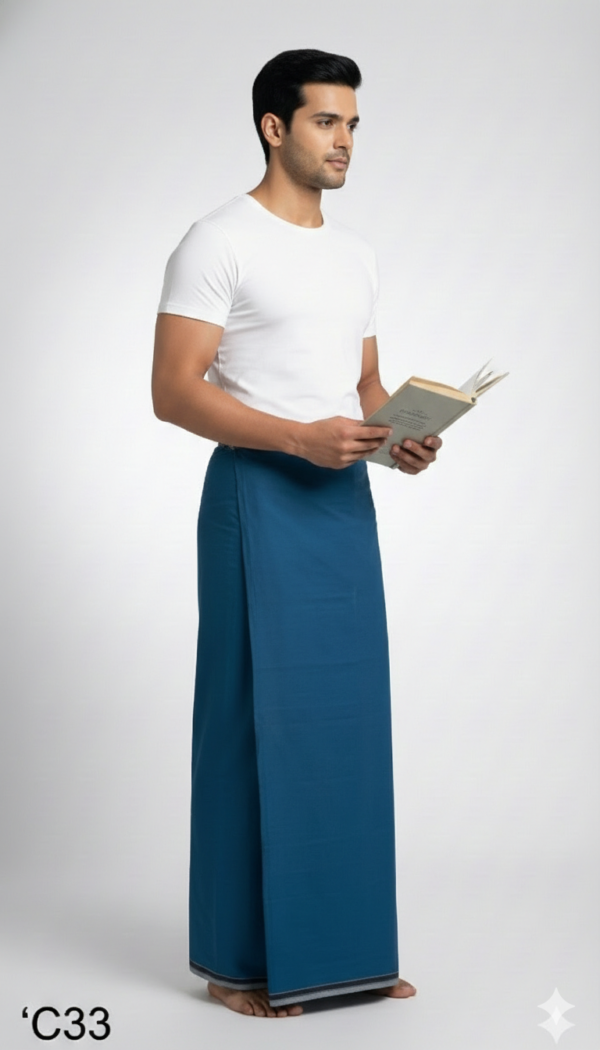 Men's Premium Cotton Lungi - Solid Pista Green (2.25 Meters) - C33