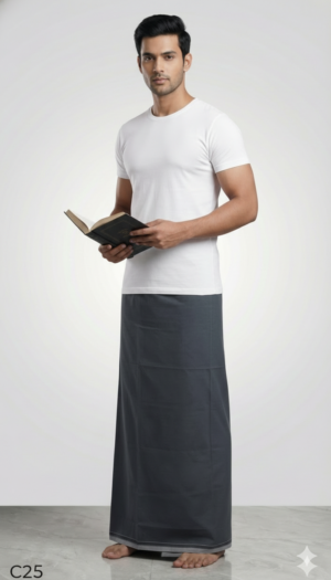 Men's Premium Cotton Lungi - Solid Rust / Brick Red (2.25 Meters) - C25