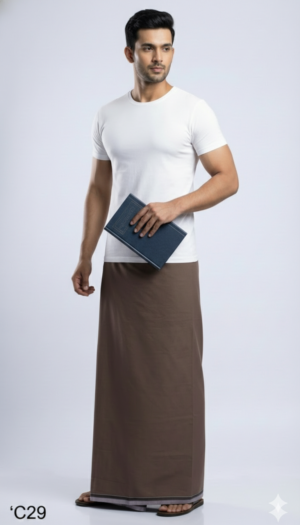 Generated Image February 05, 2026 - 9_52PM Men's Premium Cotton Lungi - Solid Earthy Brown (2.25 Meters) - C29