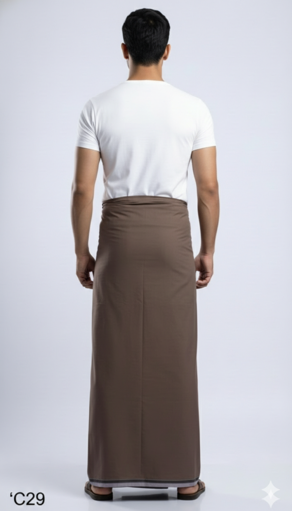 Men's Premium Cotton Lungi - Solid Earthy Brown (2.25 Meters) - C29